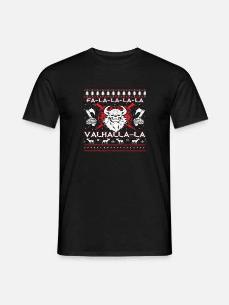 Valhalla Weihnachten lustiges Metal Rocker Motiv - Männer T-Shirt - Schwarz