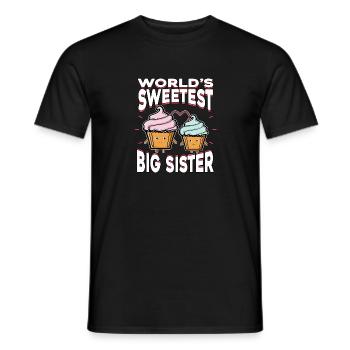 Cupcake / Muffin "world's sweetest big sister" - Men's T-Shirt - black - Front - AI Model Male 178 light (178cm)