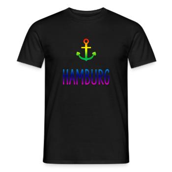 CSD Hamburg anchor Rainbow Gay - Men's T-Shirt - black - Front - AI Model Male 178 light (178cm)