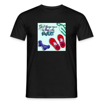 GOOD THINGS COME with fitness - Men's T-Shirt - black - Front - AI Model Male 178 light (178cm)