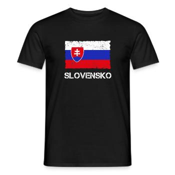 Slowakei Slovensko Flagge Vintage - Männer T-Shirt - Schwarz - Vorne - AI Model Male 178 light (178cm)
