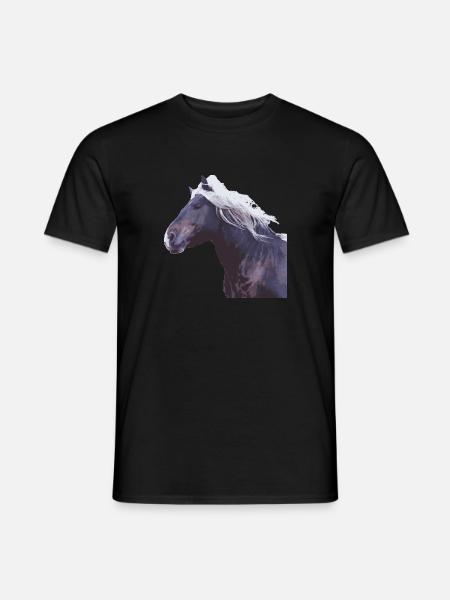 cheval sang froid crinière tête de cheval photo cadeau réel - T-shirt homme - noir