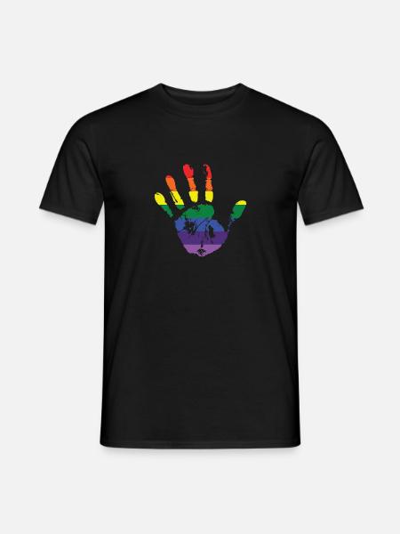 Rainbow hand handprint - Men's T-Shirt - black