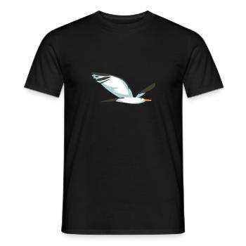Gull flying Baltic Sea North Sea flight bird - Men's T-Shirt - black - Front - AI Model Male 178 light (178cm)