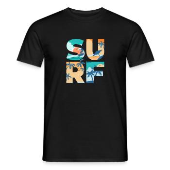 SURF Dété Plage Vagues Surf - Idée cadeau - T-shirt homme - noir - Devant - AI Model Male 178 light (178cm)