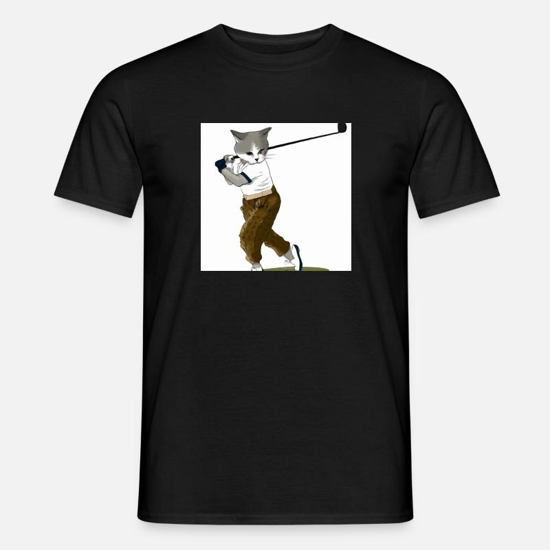 Die golfende Katze - Männer T-Shirt - Schwarz