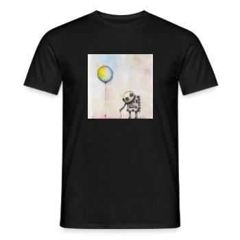 lonely robot holding a balloon - Männer T-Shirt - Schwarz - Vorne - AI Model Male 178 light (178cm)