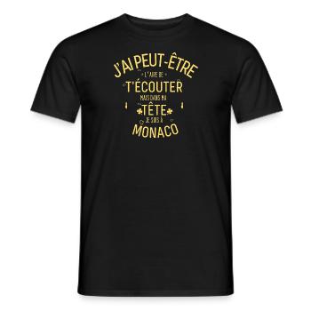 Dans ma Tête je suis à Monaco - T-shirt homme - noir - Devant - AI Model Male 178 light (178cm)