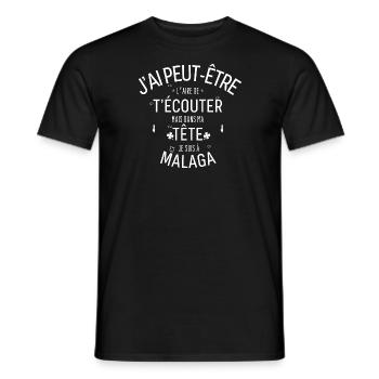 Dans ma Tête je suis à Malaga - T-shirt homme - noir - Devant - AI Model Male 178 light (178cm)