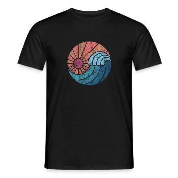 Eau vague surfeur cadeau retro look vintage - T-shirt homme - noir - Devant - AI Model Male 178 light (178cm)