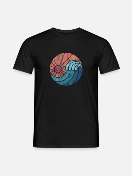 Wasser Welle Surfer Geschenk Retro Look Vintage - Männer T-Shirt - Schwarz