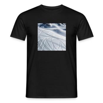 Ski touring adventure in winter - mountain landscape - Men's T-Shirt - black - Front - AI Model Male 178 light (178cm)