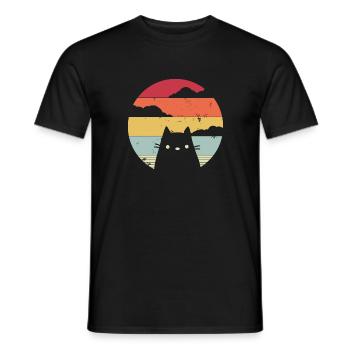 Cat retro - Men's T-Shirt - black - Front - AI Model Male 178 light (178cm)