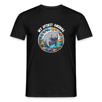 Seekuh mit vielen bunten Fischen - Männer T-Shirt - Schwarz - Vorne - AI Model Male 178 light (178cm)