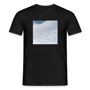 Ski touring in winter - abstract mountain panorama - Men's T-Shirt - black - Front - AI Model Male 178 light (178cm)