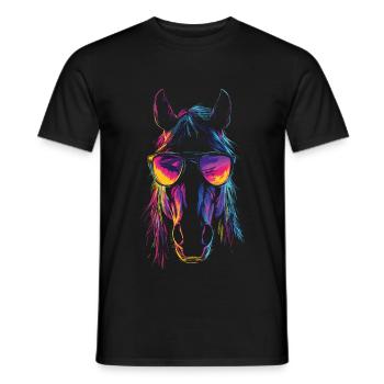 Super cooles Regenbogen Pferd mit Sonnenbrille - Männer T-Shirt - Schwarz - Vorne - AI Model Male 178 light (178cm)