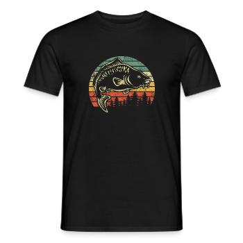 Angler - fishing - carp - vintage - sunset - Men's T-Shirt - black - Front - AI Model Male 178 light (178cm)