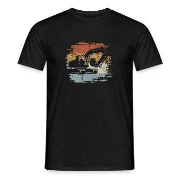 Retro - Vintage - Excavator - Dredging - Men's T-Shirt - black - Front - AI Model Male 178 light (178cm)