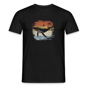 Baleine - baleine à bosse - rétro - cadeau - T-shirt homme - noir - Devant - AI Model Male 178 light (178cm)