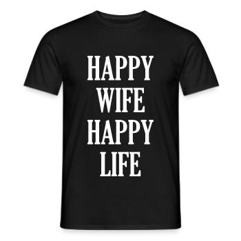 Femme heureuse, vie heureuse - T-shirt homme - noir - Devant - AI Model Male 178 light (178cm)