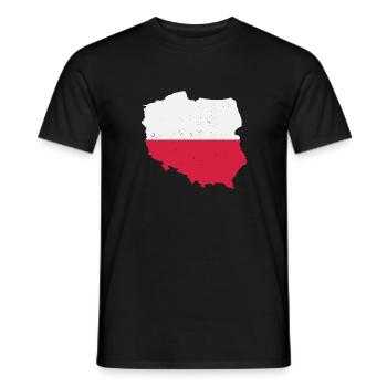 Map Flag Poland T-Shirt Polska Gift - Men's T-Shirt - black - Front - AI Model Male 178 light (178cm)