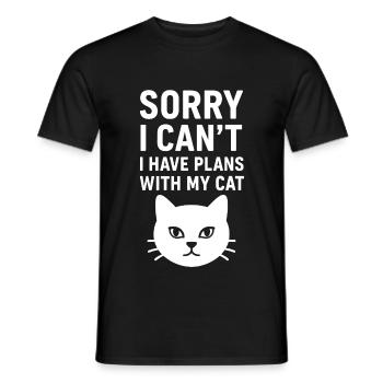 Plans with my cat design - Men's T-Shirt - black - Front - AI Model Male 178 light (178cm)