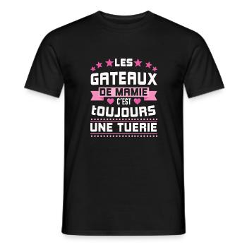 Les gâteaux de mamie c'est toujours une tuerie - T-shirt homme - noir - Devant - AI Model Male 178 light (178cm)