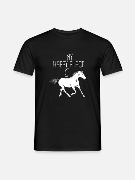 My Happy Place Reiten - Männer T-Shirt - Schwarz