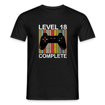 Level 18 Complete - 18. Geburtstag Gamer - Männer T-Shirt - Schwarz - Vorne - AI Model Male 178 light (178cm)