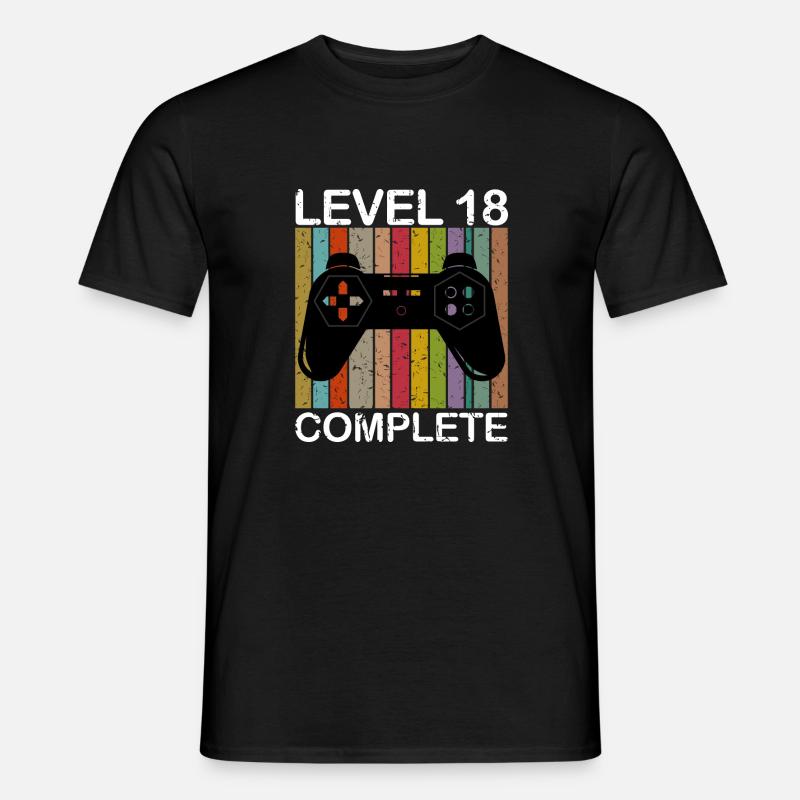 Level 18 Complete - 18. Geburtstag Gamer - Männer T-Shirt - Schwarz