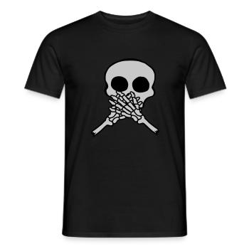 Hands in front of mouth skull - Men's T-Shirt - black - Front - AI Model Male 178 light (178cm)