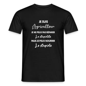 je suis agriculteur je ne peux pas réparer la stup - T-shirt homme - noir - Devant - AI Model Male 178 light (178cm)