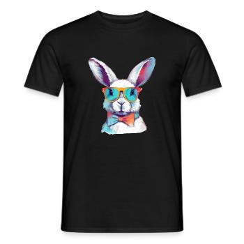 Lewis the spectacled rabbit - Men's T-Shirt - black - Front - AI Model Male 178 light (178cm)