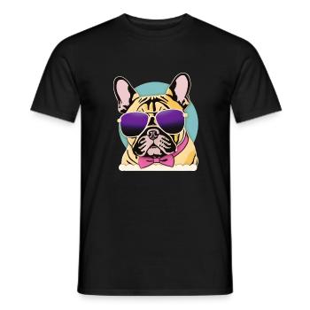 Französische Bulldogge Retro-Vibes - Männer T-Shirt - Schwarz - Vorne - AI Model Male 178 light (178cm)