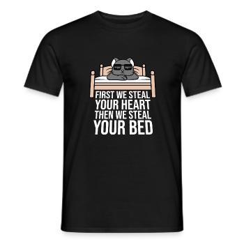 First We Steal Your Heart Then We Steal Your Bed - Men's T-Shirt - black - Front - AI Model Male 178 light (178cm)