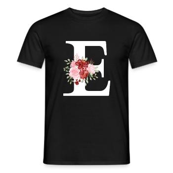 Lettre e floral rouge - T-shirt homme - noir - Devant - AI Model Male 178 light (178cm)