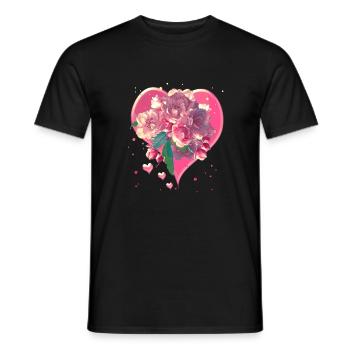 Heart with Almond Blossoms Heart Flowers - Men's T-Shirt - black - Front - AI Model Male 178 light (178cm)