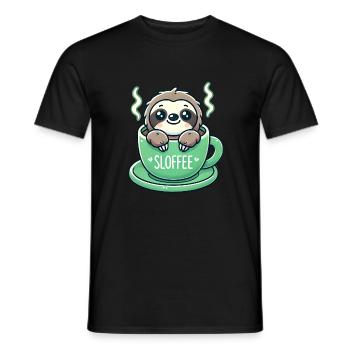 Cute Sloth Coffee Lover - Men's T-Shirt - black - Front - AI Model Male 178 light (178cm)