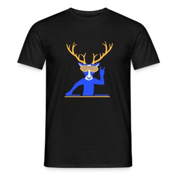 Cool DJ Hirsch Party Geweih Mischpult Club Musik - Männer T-Shirt - Schwarz - Vorne - AI Model Male 178 light (178cm)