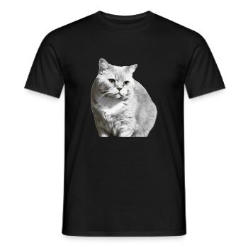British Shorthair Chat Blanc Chat Chat Blanc Chaton - T-shirt homme - noir - Devant - AI Model Male 178 light (178cm)