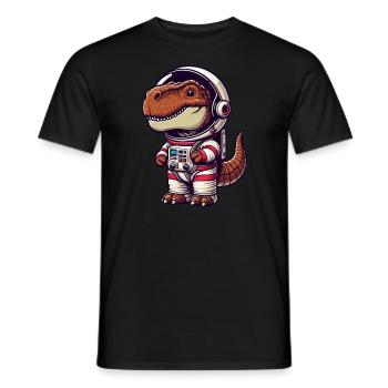 Dino Astronaut im Weltall Cartoon - Männer T-Shirt - Schwarz - Vorne - AI Model Male 178 light (178cm)