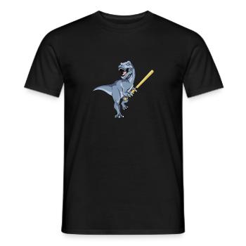 Dinosaur Baseball Dino Batter Trex Softball - Men's T-Shirt - black - Front - AI Model Male 178 light (178cm)