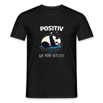 Positiv Müde Panda Pandabären Fun Nachthemd Pajama - Männer T-Shirt - Schwarz - Vorne - AI Model Male 178 light (178cm)