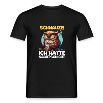 Nachtschicht Kaffee Eule Nachtdienst Schichtarbeit - Männer T-Shirt - Schwarz - Vorne - AI Model Male 178 light (178cm)