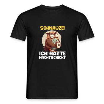 Schnauze! Ich hatte Nachtschicht Kaffee Eule - Männer T-Shirt - Schwarz - Vorne - AI Model Male 178 light (178cm)