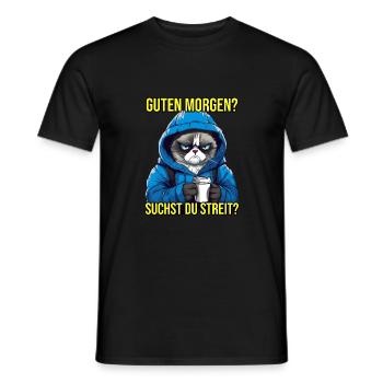 Guten Morgen Katzen Spruch Morgenmuffel - Männer T-Shirt - Schwarz - Vorne - AI Model Male 178 light (178cm)