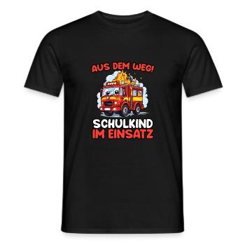 Einschulung Jungen Feuerwehr Kinder Schulanfang - Männer T-Shirt - Schwarz - Vorne - AI Model Male 178 light (178cm)