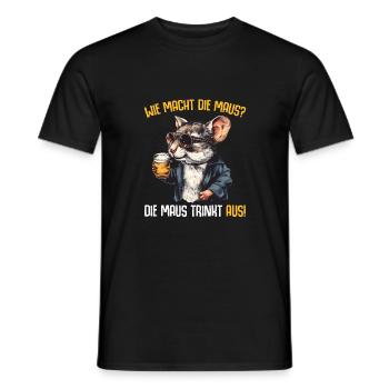 Wie macht Maus Maus Trinkt Aus Bier Alkohol Spruch - Männer T-Shirt - Schwarz - Vorne - AI Model Male 178 light (178cm)