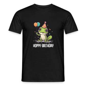 Frosch Happy Birthday Hoppy Birthday Cute Frog - Männer T-Shirt - Schwarz - Vorne - AI Model Male 178 light (178cm)