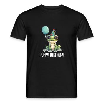 Frosch Happy Birthday Hoppy Birthday Cute Frog - Männer T-Shirt - Schwarz - Vorne - AI Model Male 178 light (178cm)